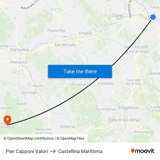Pier Capponi Valori to Castellina Marittima map