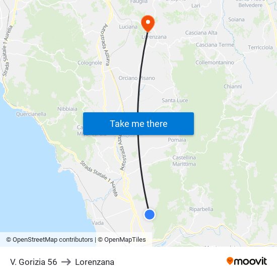 V. Gorizia 56 to Lorenzana map