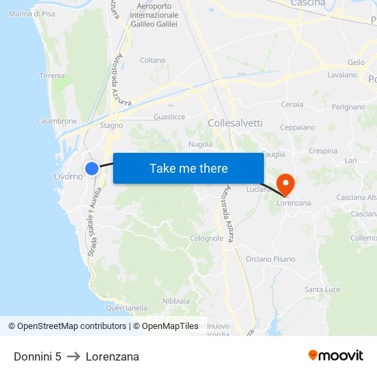 Donnini 5 to Lorenzana map