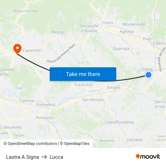 Lastra A Signa to Lucca map