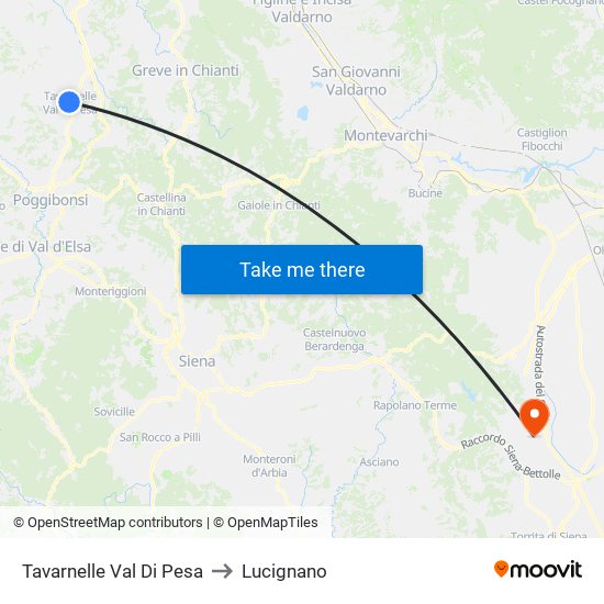 Tavarnelle Val Di Pesa to Lucignano map