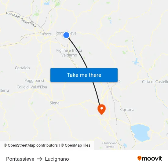 Pontassieve to Lucignano map