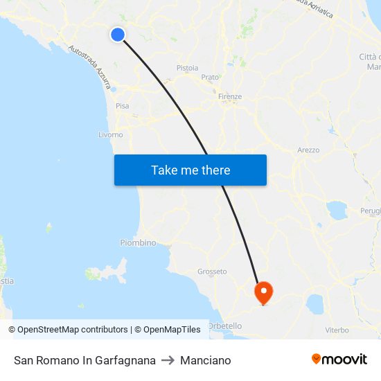San Romano In Garfagnana to Manciano map