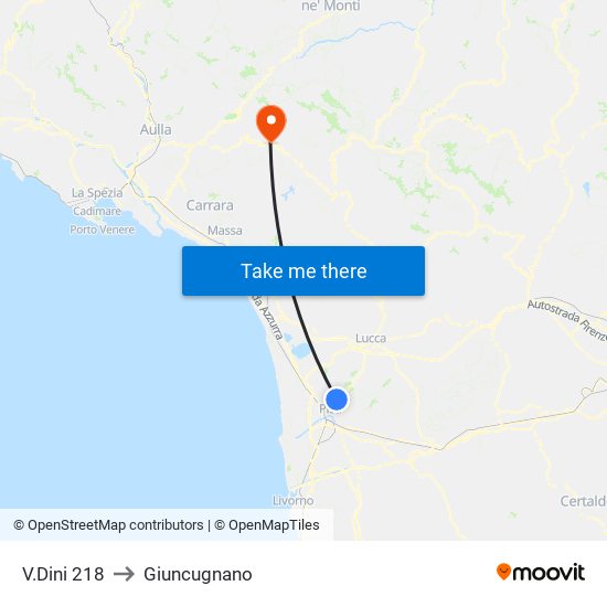 V.Dini 218 to Giuncugnano map