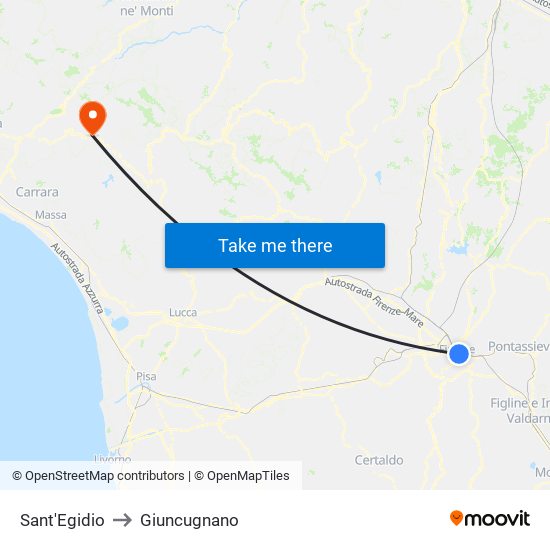 Sant'Egidio to Giuncugnano map
