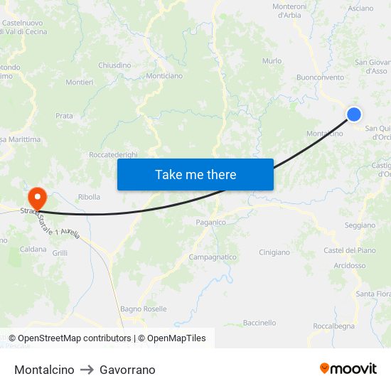 Montalcino to Gavorrano map