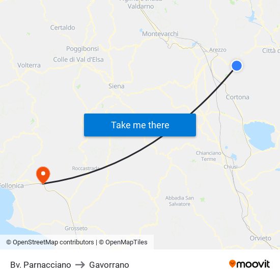 Bv. Parnacciano to Gavorrano map