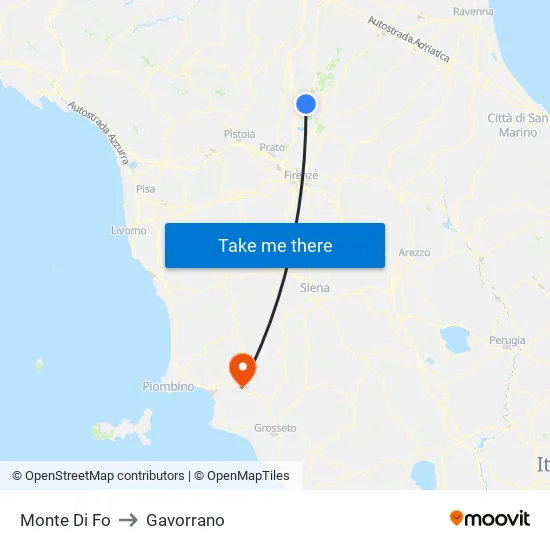 Monte Di Fo to Gavorrano map