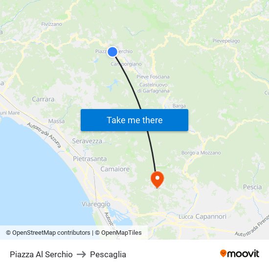 Piazza Al Serchio to Pescaglia map