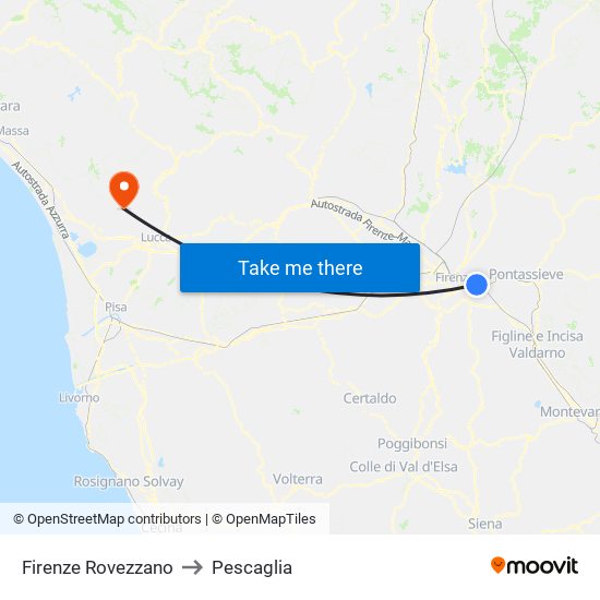 Firenze Rovezzano to Pescaglia map