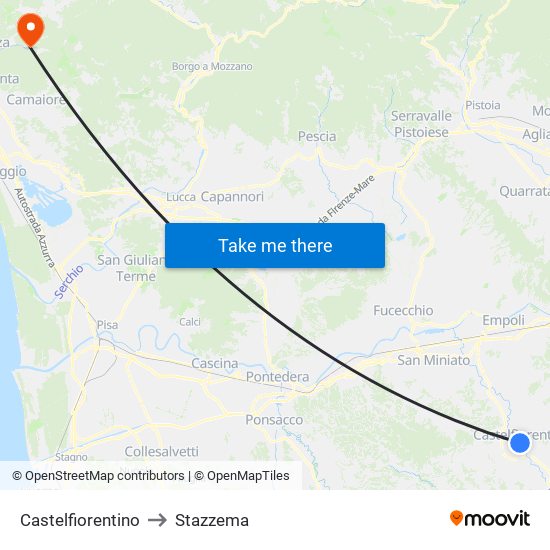 Castelfiorentino to Stazzema map