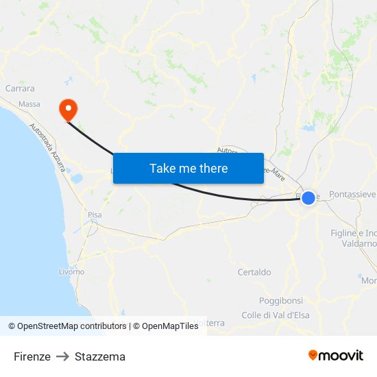 Firenze to Stazzema map