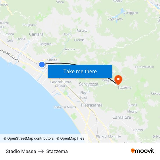 Stadio Massa to Stazzema map