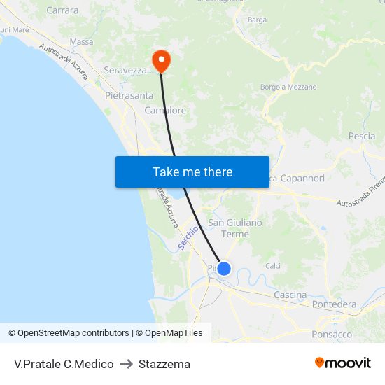 V.Pratale C.Medico to Stazzema map