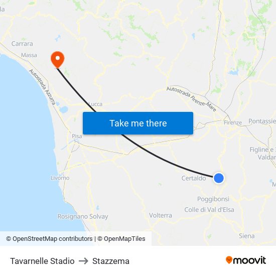 Tavarnelle Stadio to Stazzema map