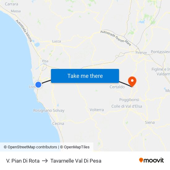 V. Pian Di Rota to Tavarnelle Val Di Pesa map