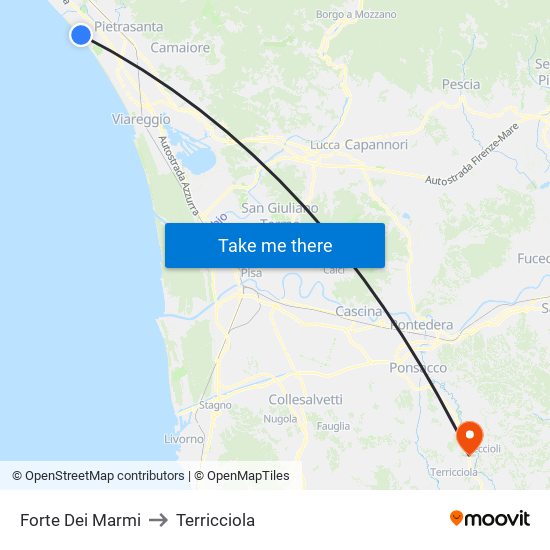 Forte Dei Marmi to Terricciola map