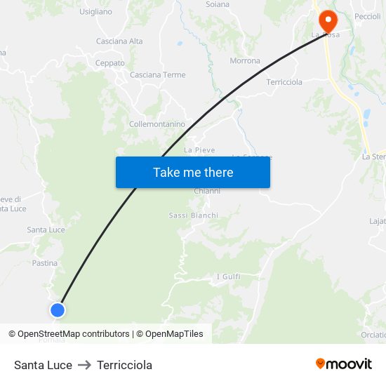 Santa Luce to Terricciola map