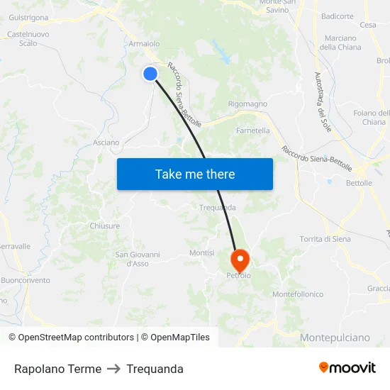 Rapolano Terme to Trequanda map