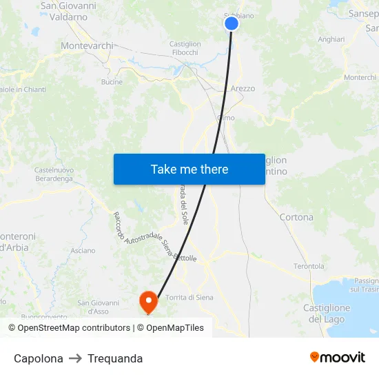 Capolona to Trequanda map