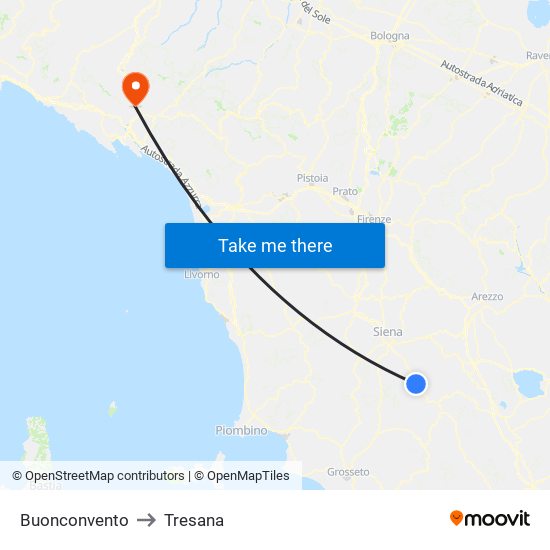 Buonconvento to Tresana map