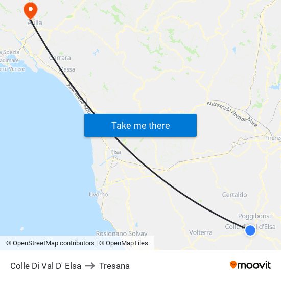 Colle Di Val D' Elsa to Tresana map