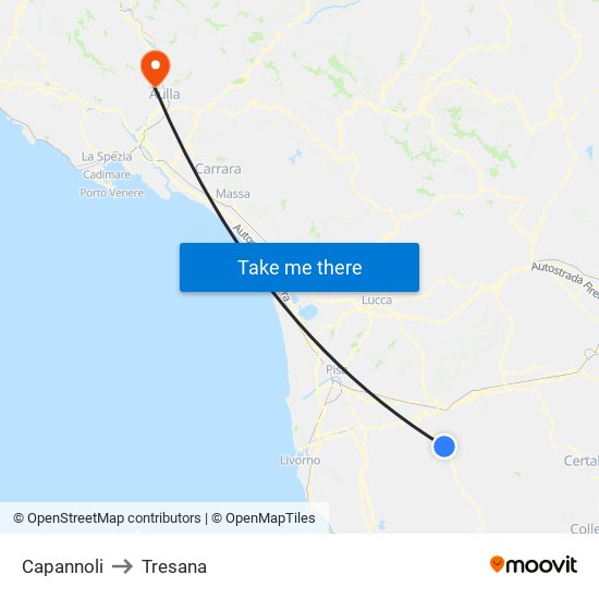 Capannoli to Tresana map