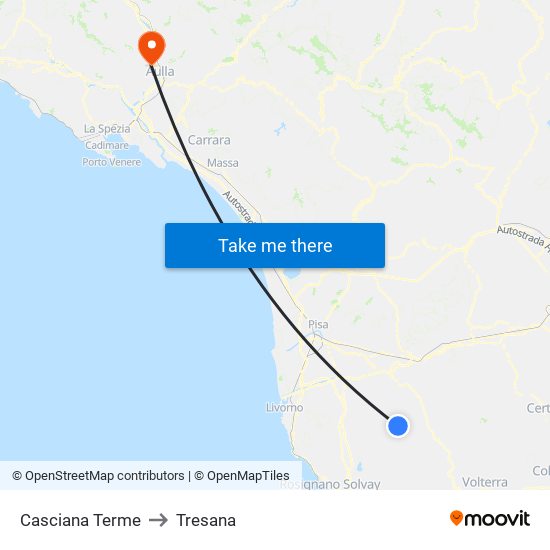 Casciana Terme to Tresana map