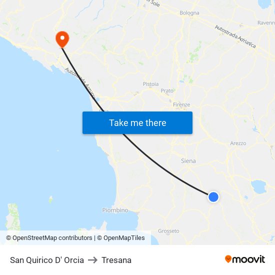 San Quirico D' Orcia to Tresana map