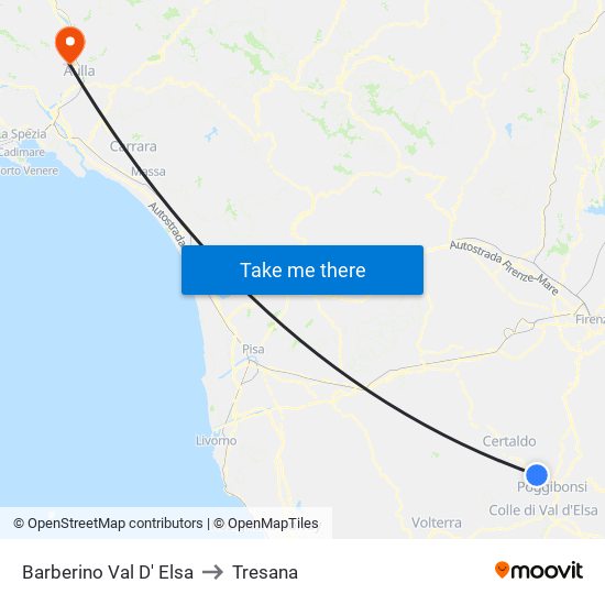 Barberino Val D' Elsa to Tresana map