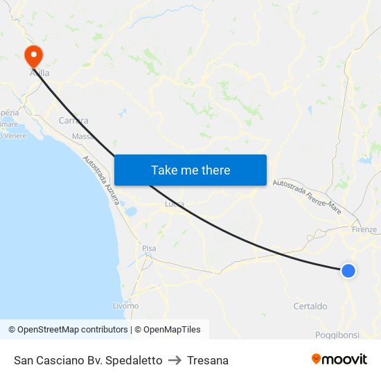 San Casciano Bv. Spedaletto to Tresana map