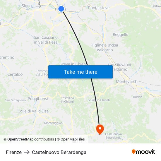 Firenze to Castelnuovo Berardenga map
