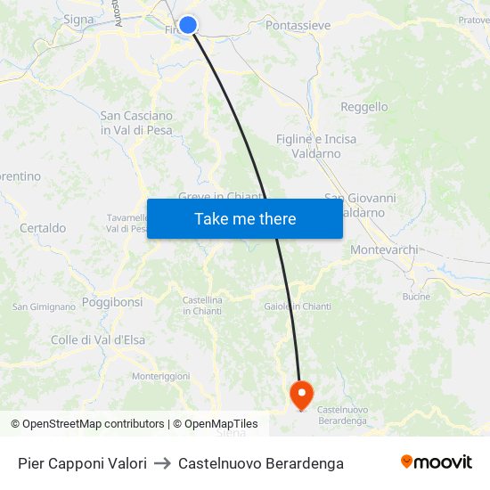 Pier Capponi Valori to Castelnuovo Berardenga map