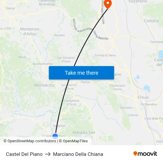 Castel del Piano to Marciano della Chiana map
