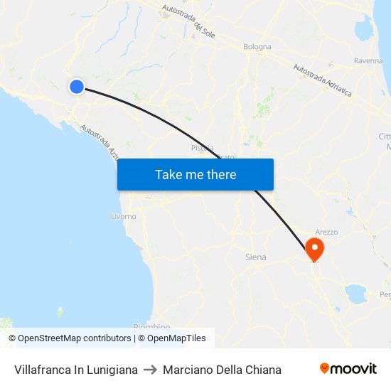 Villafranca In Lunigiana to Marciano Della Chiana map