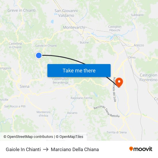 Gaiole In Chianti to Marciano Della Chiana map