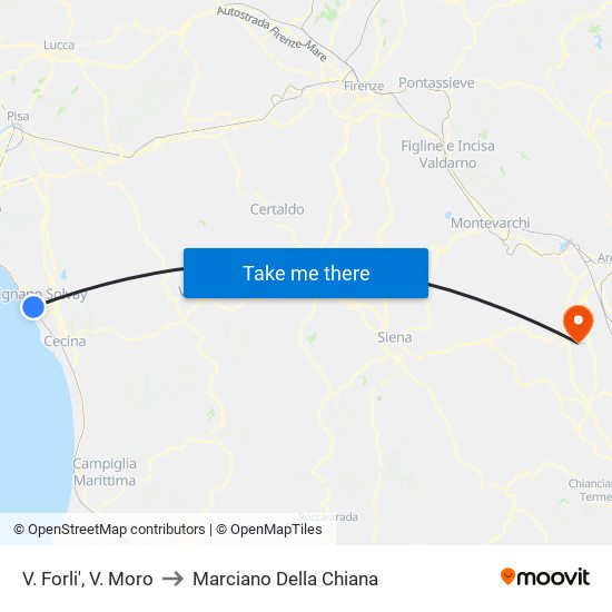 V. Forli',  V. Moro to Marciano Della Chiana map