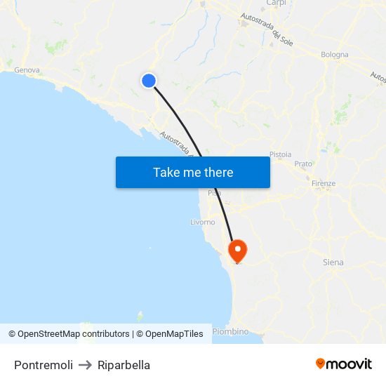 Pontremoli to Riparbella map