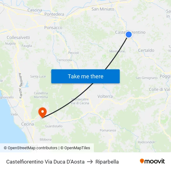 Castelfiorentino Via Duca D'Aosta to Riparbella map