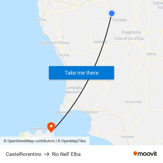 Castelfiorentino to Rio Nell' Elba map