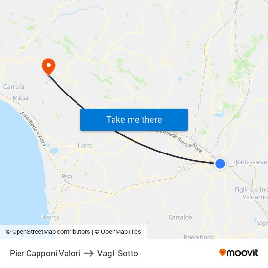 Pier Capponi Valori to Vagli Sotto map