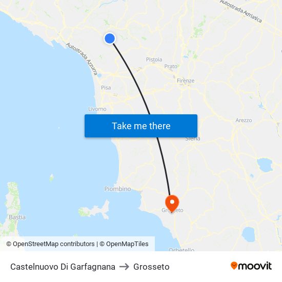 Castelnuovo Di Garfagnana to Grosseto map
