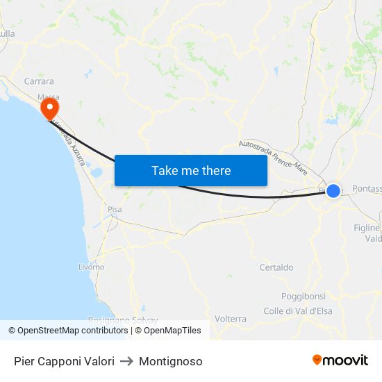 Pier Capponi Valori to Montignoso map