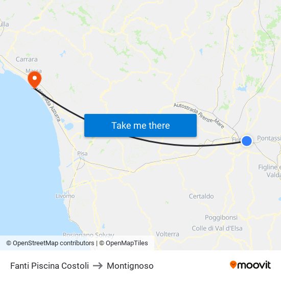 Fanti  Piscina Costoli to Montignoso map
