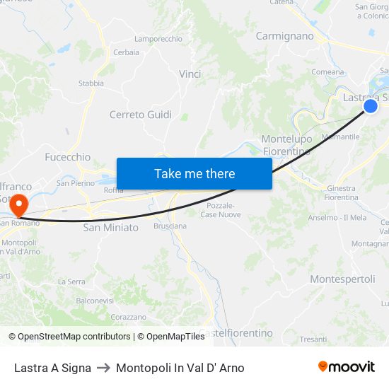 Lastra A Signa to Montopoli In Val D' Arno map