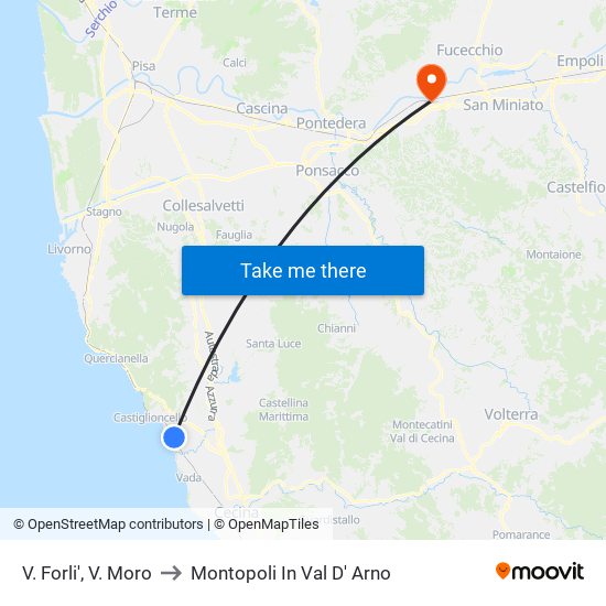 V. Forli',  V. Moro to Montopoli In Val D' Arno map