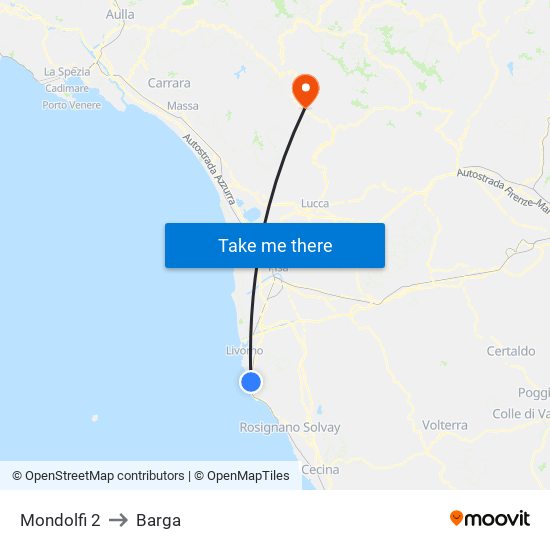 Mondolfi 2 to Barga map