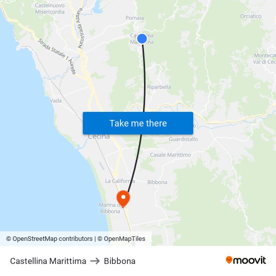 Castellina Marittima to Bibbona map