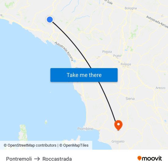 Pontremoli to Roccastrada map