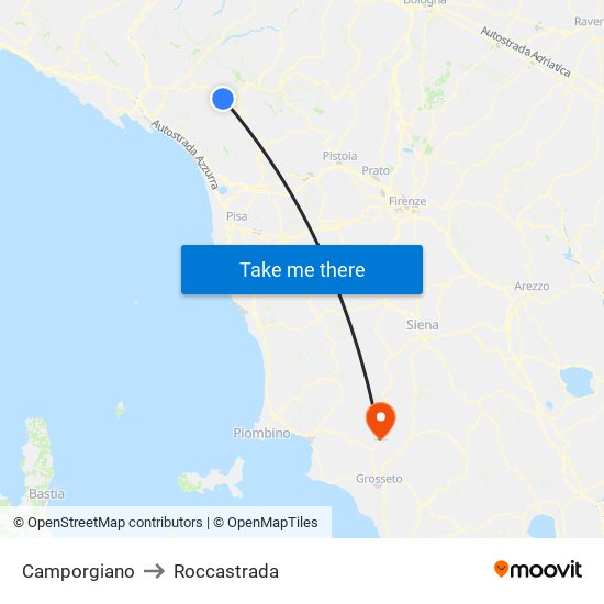 Camporgiano to Roccastrada map